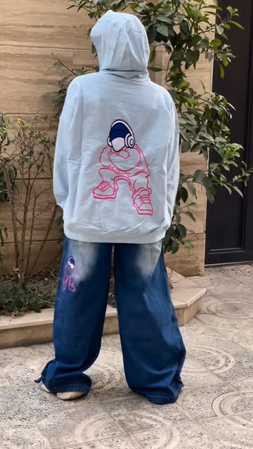 ست هودی و شلوار وایدد لگ سنگ‌شور